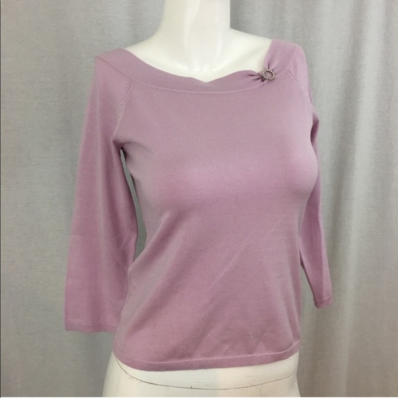 SOLD Sz Small Ann Taylor 3/4 Sleeve Silk Sweater - Picture 6 of 8